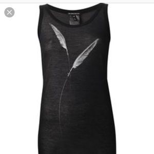 Ann Demeulemeester Feather Printed White Tank Top